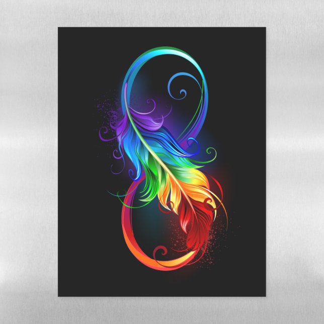 Infinity Symbol with Rainbow Feather Magnetic Dry Erase Sheet (Vertical)