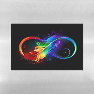 Infinity Symbol with Rainbow Feather Magnetic Dry Erase Sheet