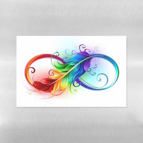 Infinity Symbol with Rainbow Feather Magnetic Dry Erase Sheet