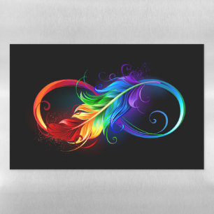 Infinity Symbol with Rainbow Feather Magnetic Dry Erase Sheet
