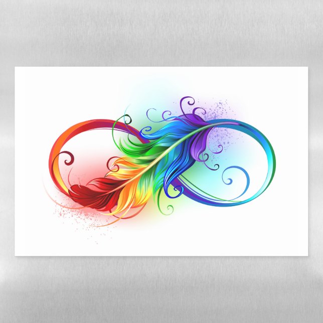Infinity Symbol with Rainbow Feather Magnetic Dry Erase Sheet (Horizontal)