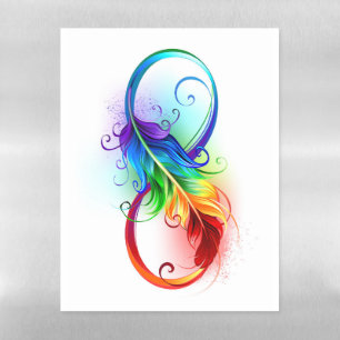 Infinity Symbol with Rainbow Feather Magnetic Dry Erase Sheet