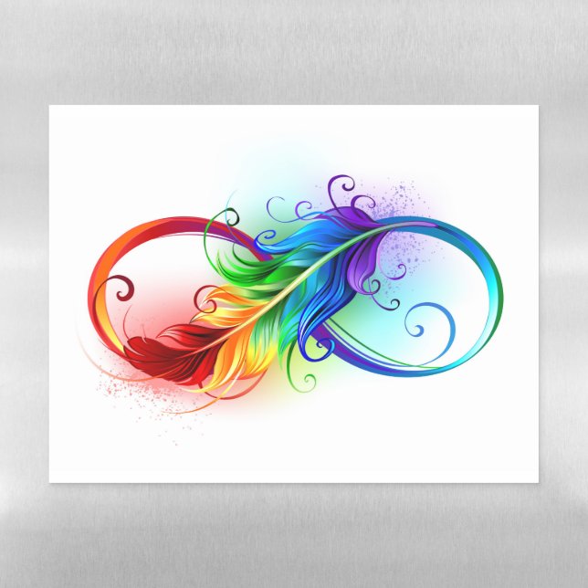 Infinity Symbol with Rainbow Feather Magnetic Dry Erase Sheet (Horizontal)