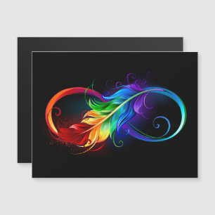 Infinity Symbol with Rainbow Feather Magnetic Invitation