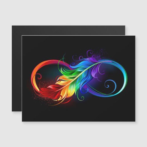 Infinity Symbol with Rainbow Feather Magnetic Invitation