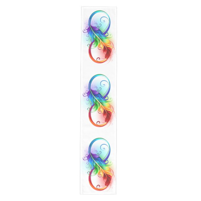 Infinity Symbol with Rainbow Feather Medium Table Runner (Front)