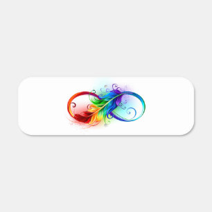Infinity Symbol with Rainbow Feather Metal Sign