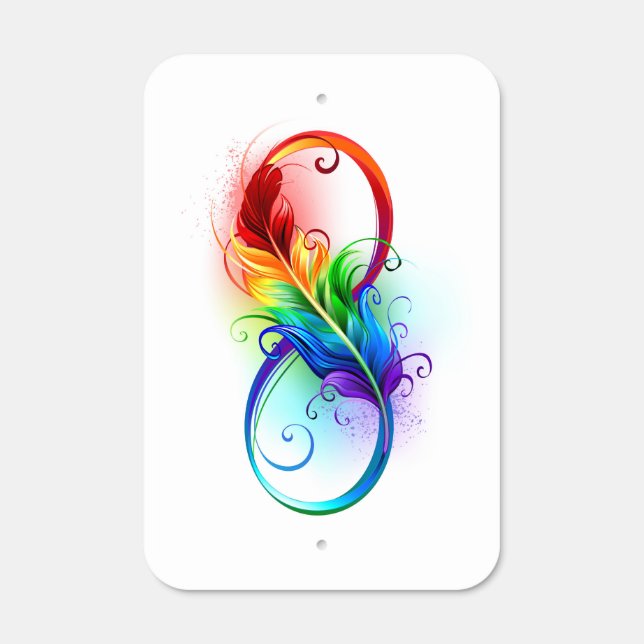Infinity Symbol with Rainbow Feather Metal Sign (Front)