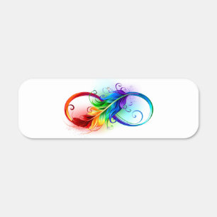 Infinity Symbol with Rainbow Feather Metal Sign