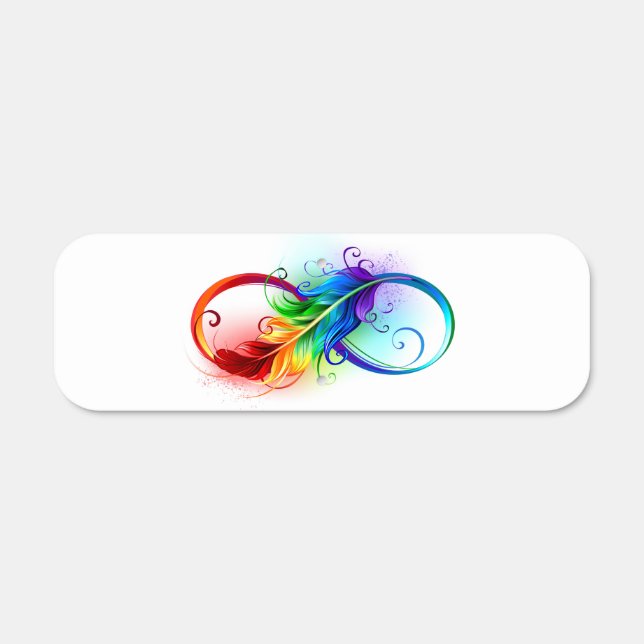 Infinity Symbol with Rainbow Feather Metal Sign (Front)
