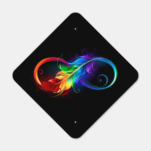 Infinity Symbol with Rainbow Feather Metal Sign