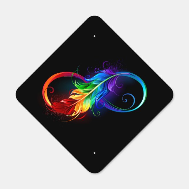 Infinity Symbol with Rainbow Feather Metal Sign (Front)