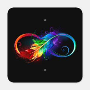 Infinity Symbol with Rainbow Feather Metal Sign