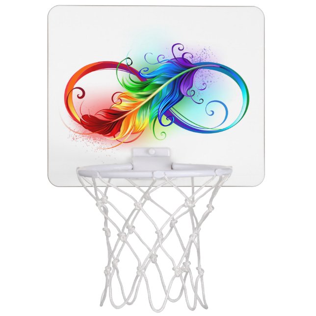 Infinity Symbol with Rainbow Feather Mini Basketball Hoop (Front)