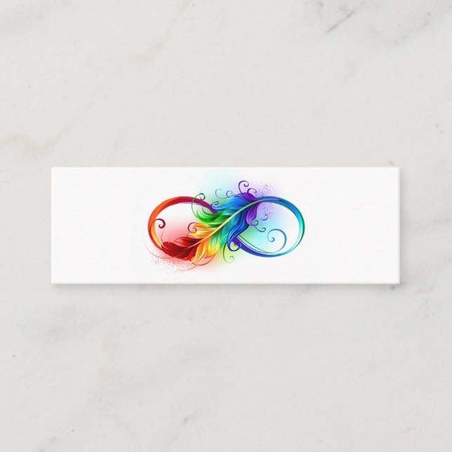 Infinity Symbol with Rainbow Feather Mini Business Card (Front)