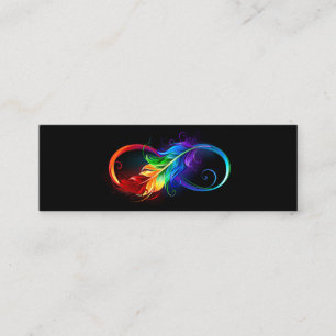 Infinity Symbol with Rainbow Feather Mini Business Card
