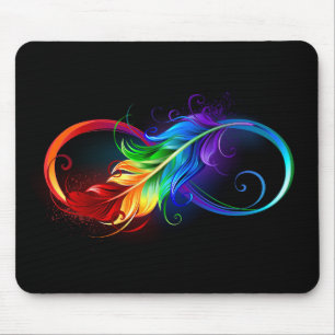Infinity Symbol with Rainbow Feather Mouse Pad