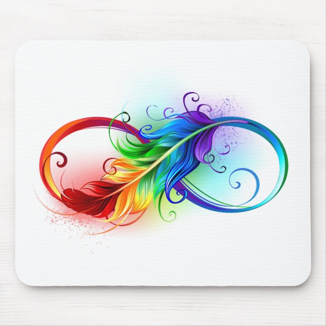 Infinity Symbol with Rainbow Feather Mouse Pad (Front)
