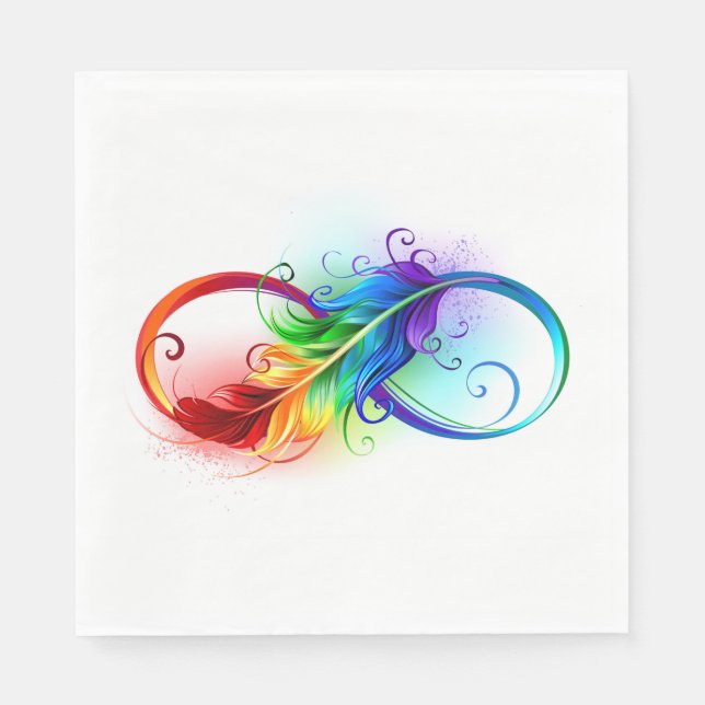 Infinity Symbol with Rainbow Feather Napkins (Front)