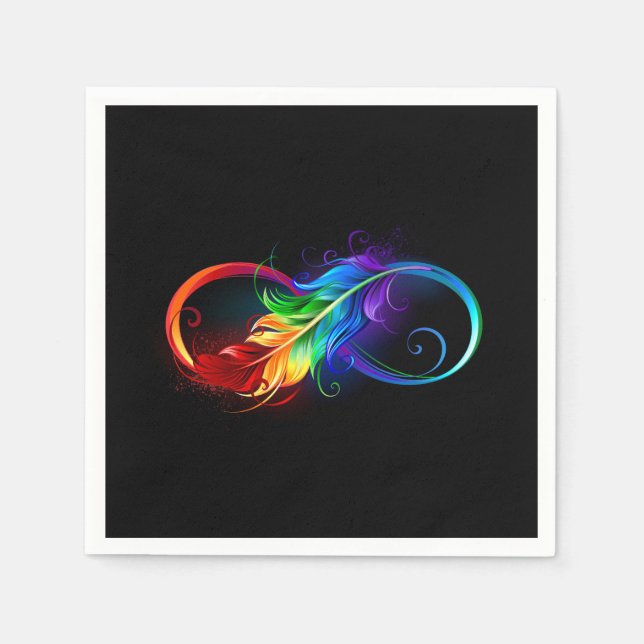 Infinity Symbol with Rainbow Feather Napkins (Front)