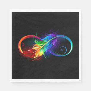 Infinity Symbol with Rainbow Feather Napkins