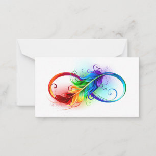 Infinity Symbol with Rainbow Feather Note Card