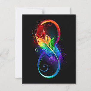 Infinity Symbol with Rainbow Feather Note Card