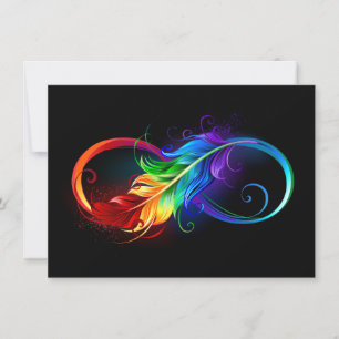Infinity Symbol with Rainbow Feather Note Card