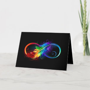 Infinity Symbol with Rainbow Feather Note Card