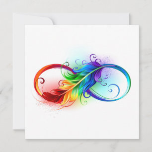 Infinity Symbol with Rainbow Feather Note Card