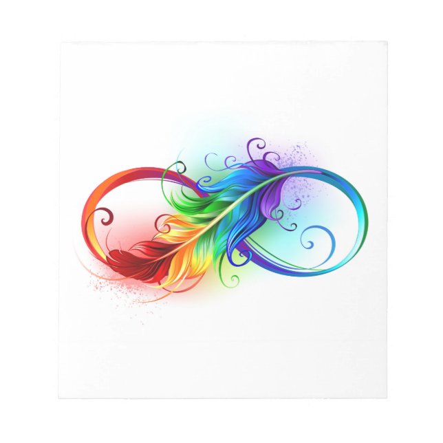 Infinity Symbol with Rainbow Feather Notepad (Front)
