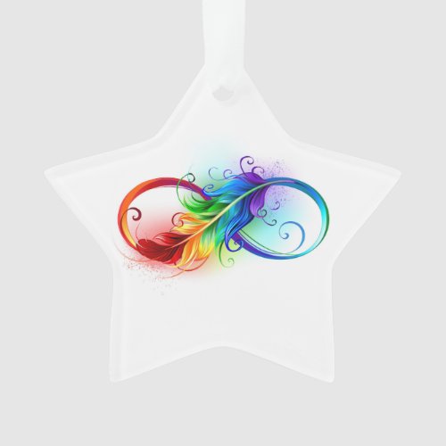 Infinity Symbol with Rainbow Feather Ornament