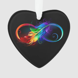 Infinity Symbol with Rainbow Feather Ornament