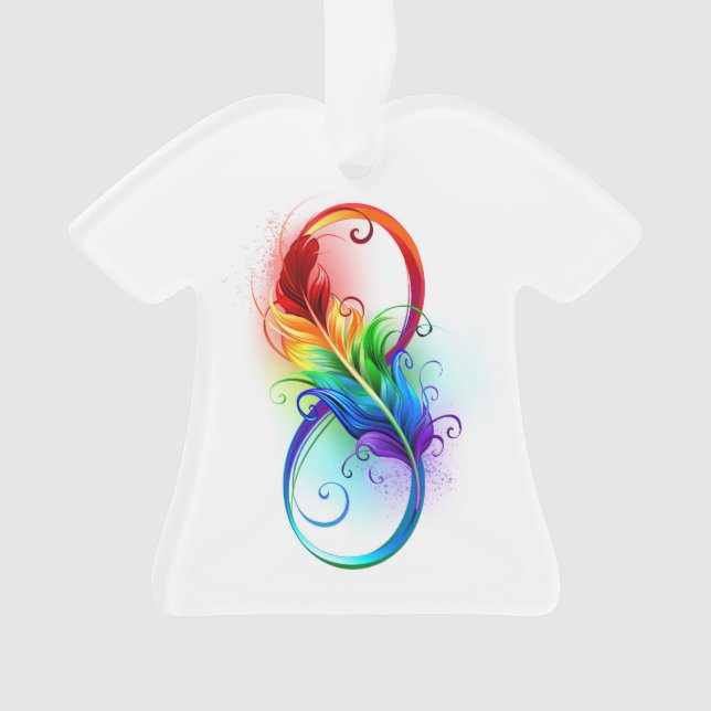 Infinity Symbol with Rainbow Feather Ornament (Front)