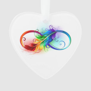 Infinity Symbol with Rainbow Feather Ornament