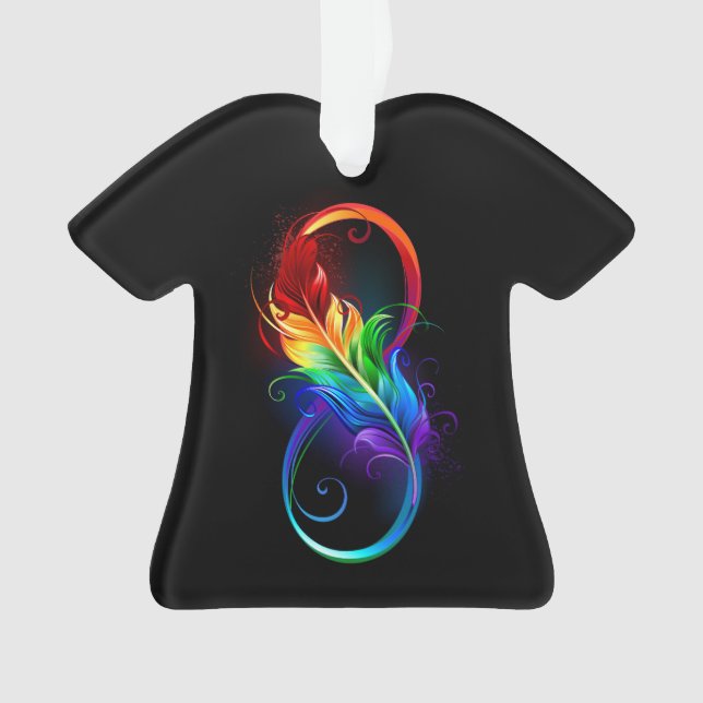 Infinity Symbol with Rainbow Feather Ornament (Front)