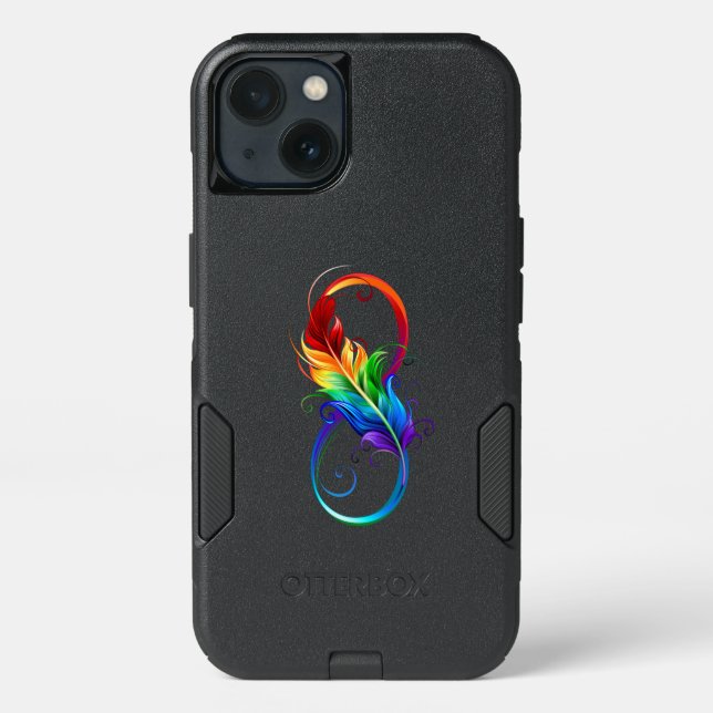 Infinity Symbol with Rainbow Feather Otterbox iPhone Case (Back)