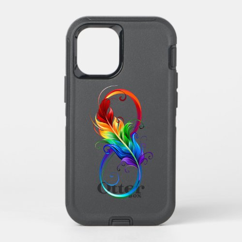 Infinity Symbol with Rainbow Feather OtterBox Defender iPhone 12 Mini Case