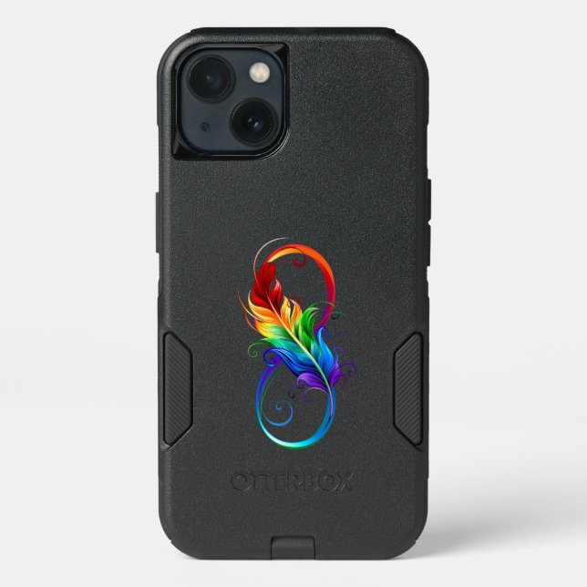 Infinity Symbol with Rainbow Feather Otterbox iPhone Case (Back)
