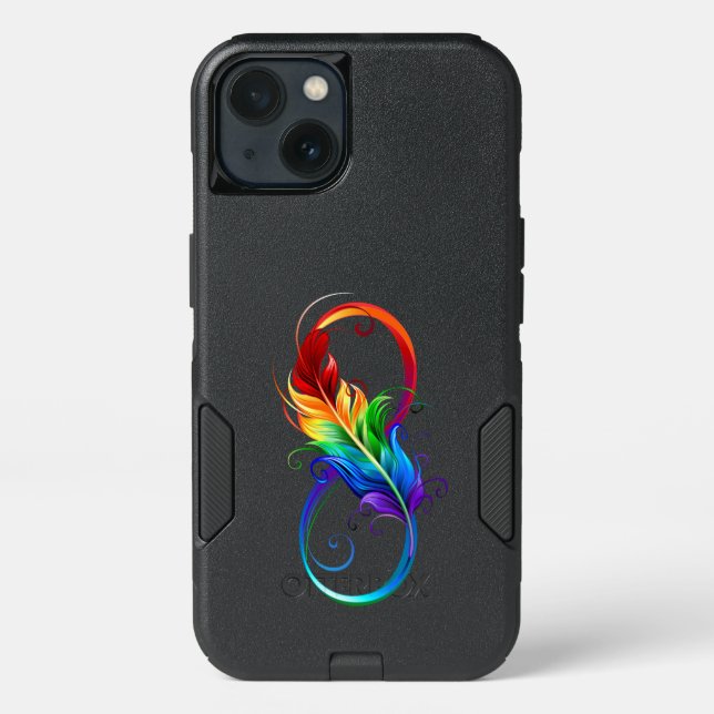 Infinity Symbol with Rainbow Feather Otterbox iPhone Case (Back)