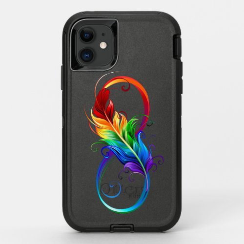 Infinity Symbol with Rainbow Feather OtterBox Defender iPhone 11 Case