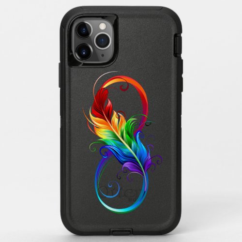 Infinity Symbol with Rainbow Feather OtterBox Defender iPhone 11 Pro Max Case