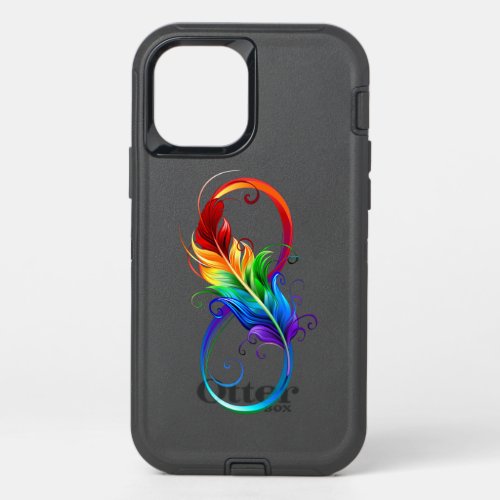 Infinity Symbol with Rainbow Feather OtterBox Defender iPhone 12 Pro Case