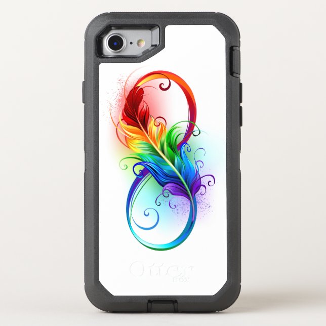 Infinity Symbol with Rainbow Feather Otterbox iPhone Case (Back)