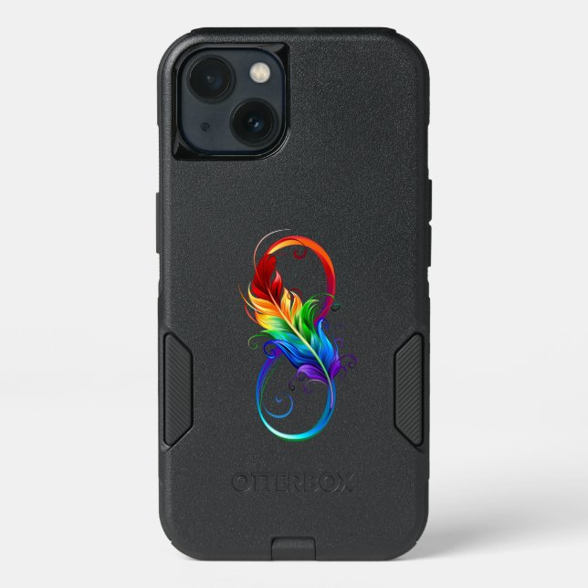 Infinity Symbol with Rainbow Feather Otterbox iPhone Case (Back)