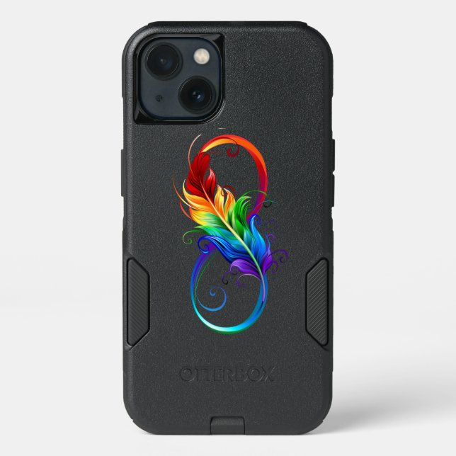 Infinity Symbol with Rainbow Feather Otterbox iPhone Case (Back)
