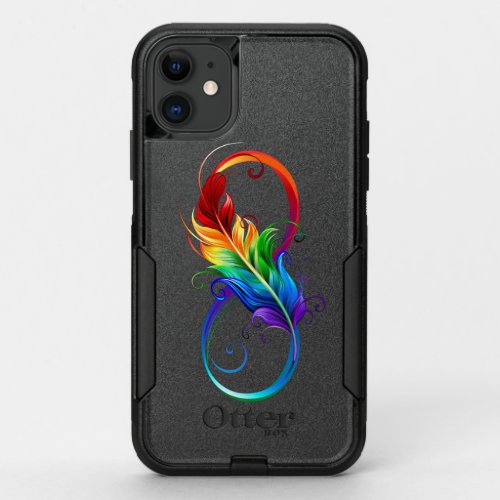 Infinity Symbol with Rainbow Feather OtterBox Commuter iPhone 11 Case