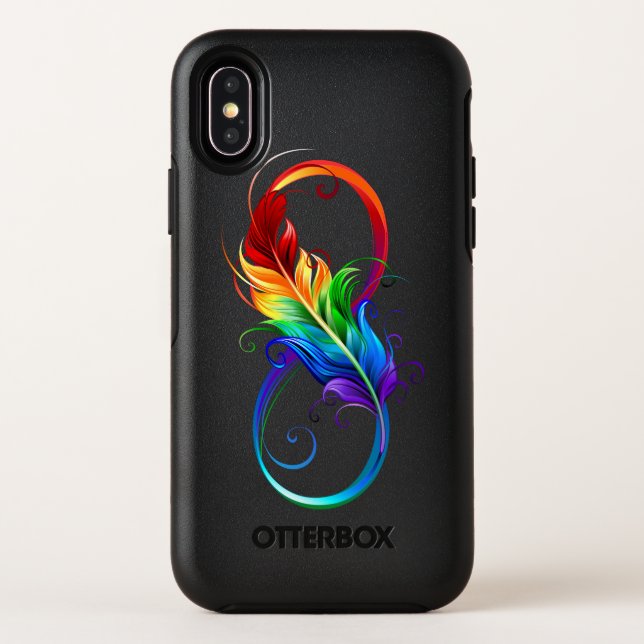 Infinity Symbol with Rainbow Feather Otterbox iPhone Case (Back)
