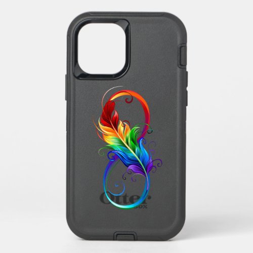 Infinity Symbol with Rainbow Feather OtterBox Defender iPhone 12 Case