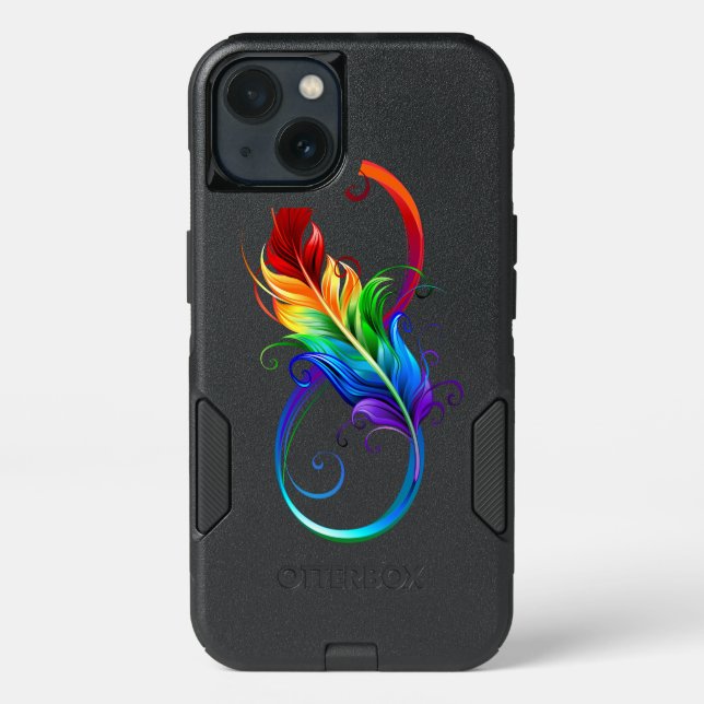 Infinity Symbol with Rainbow Feather Otterbox iPhone Case (Back)